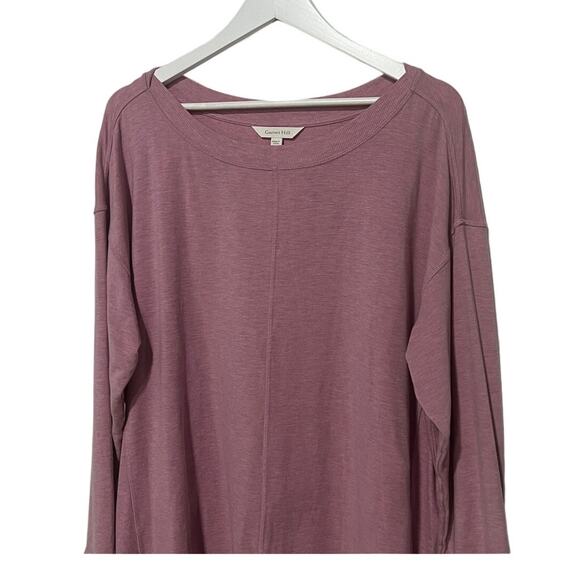 Garnet Hill Tencel Stretch Pullover Sweatshirt Tunic Top Size Large Pink Soft - Picture 6 of 12
